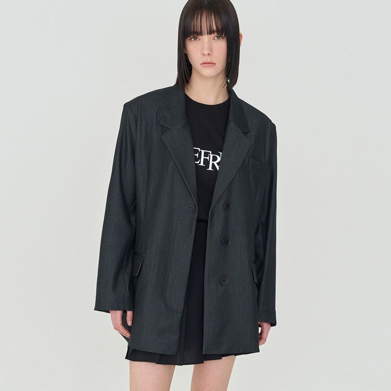 OVERFIT UNBAL SINGLE JACKET (BLACK)