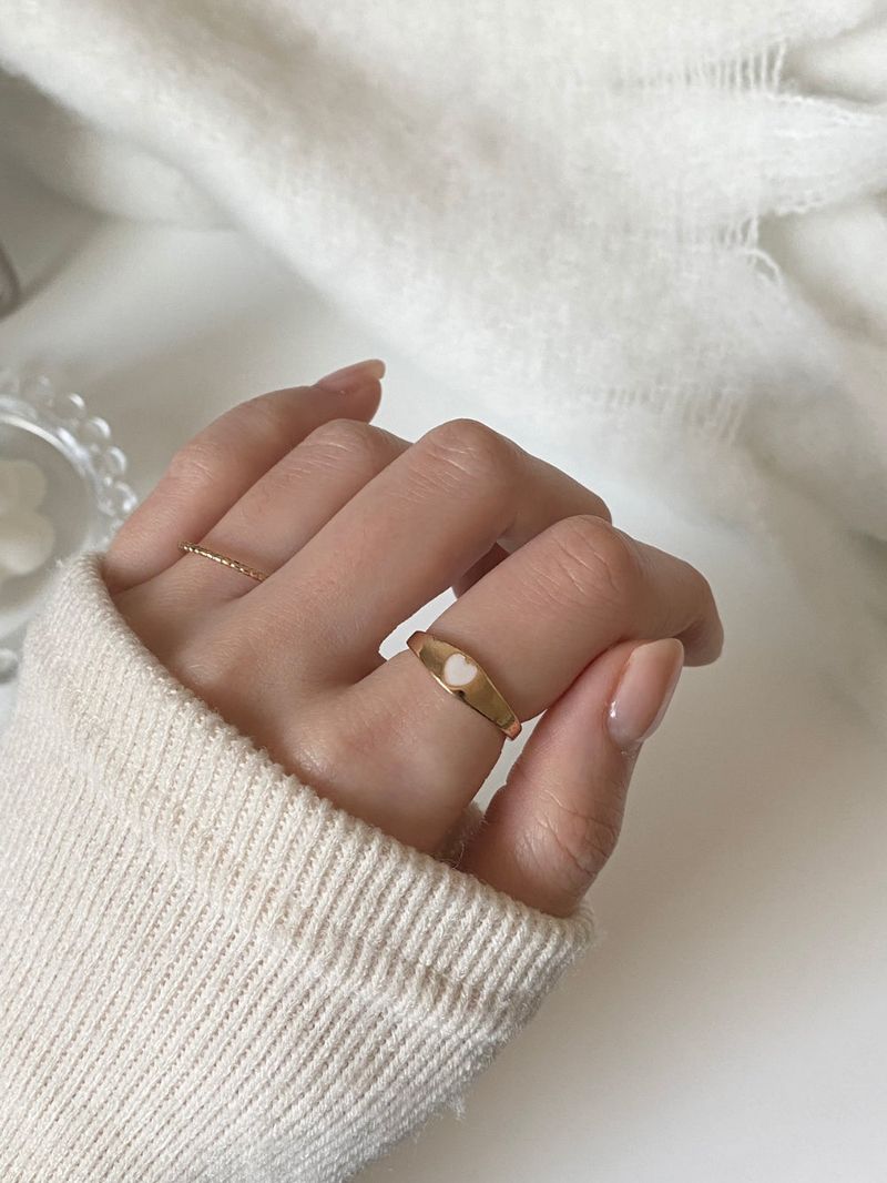 [4 set] bold prime heart layered ring set / 2 colors / volume line