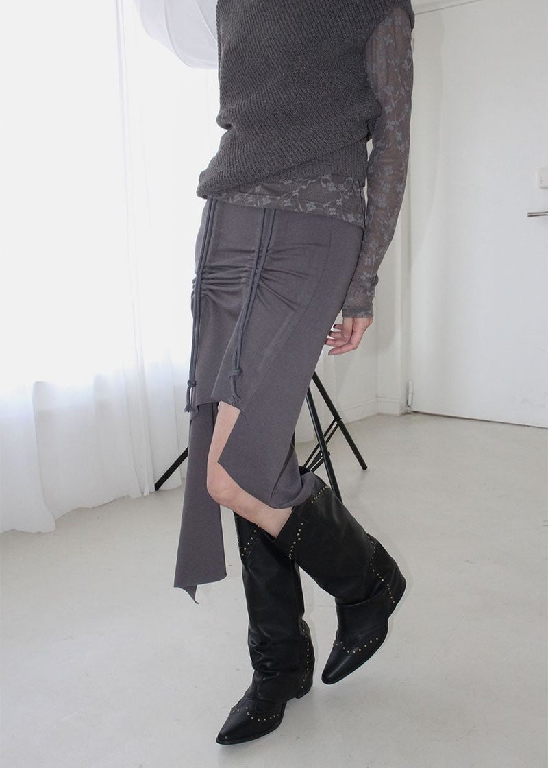 LOW SHIRRING CUTOUT SKIRT (2color)
