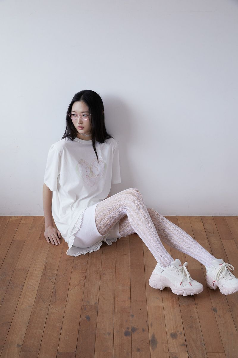 Waffle lace layered shorts (WHITE)