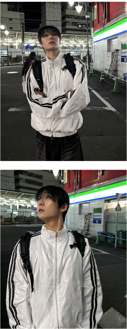 glossy track windbreaker