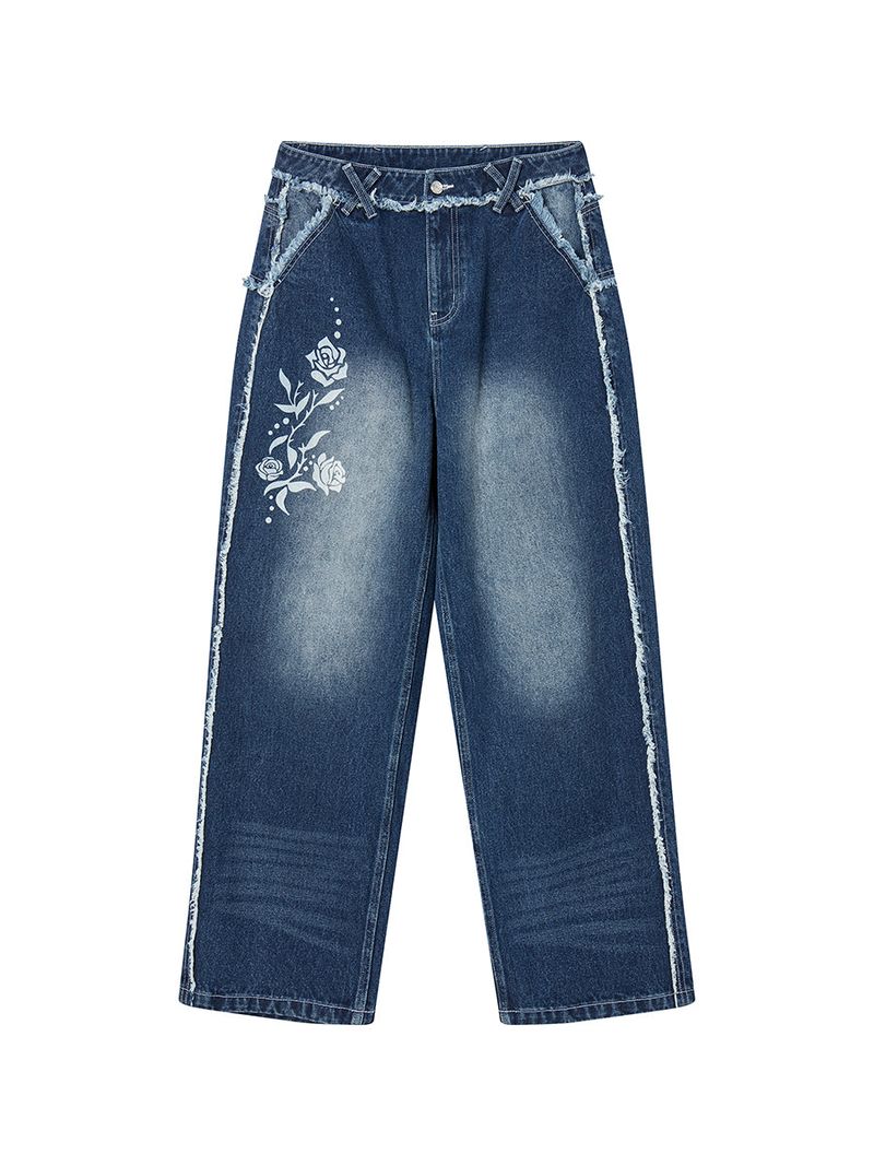 RAW CUT DENIM PANTS (WASHED BLUE)