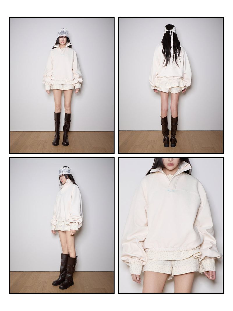 Quarter-Zip Balloon Pullover Sweatshirt