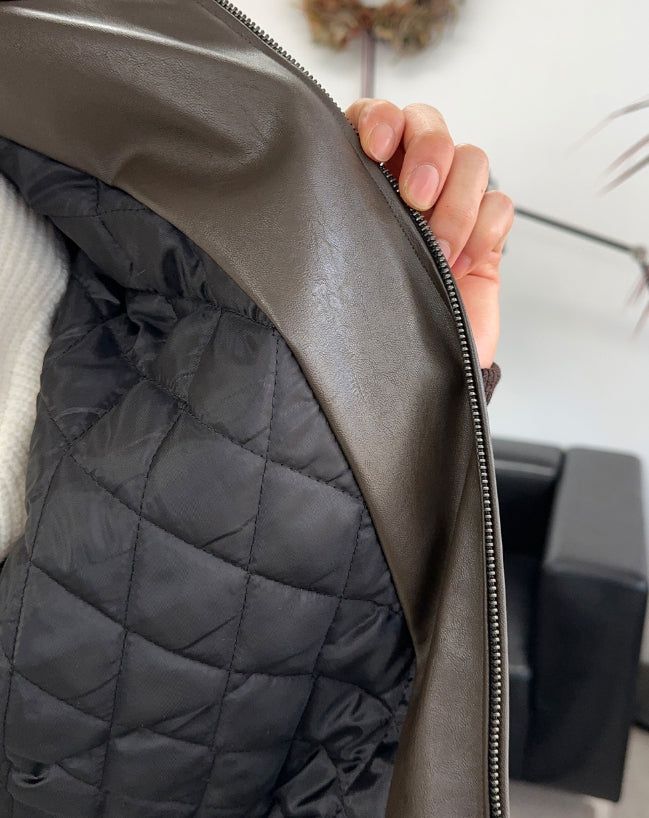 DL Leather Hooded Jumper (4oz)