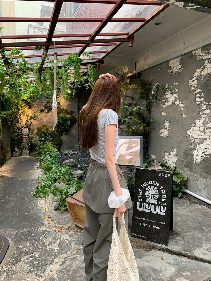 [MADE] Kaen Nylon Layered Skirt Banding Pants