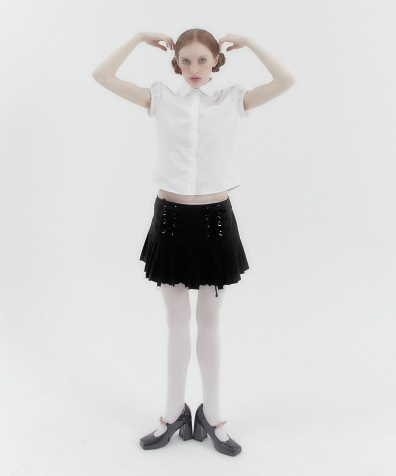 Puff Cap Sleeve Round Collar Shirt Ivory