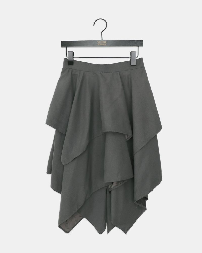 Vui Suede Double Layered Flare Midi Skirt