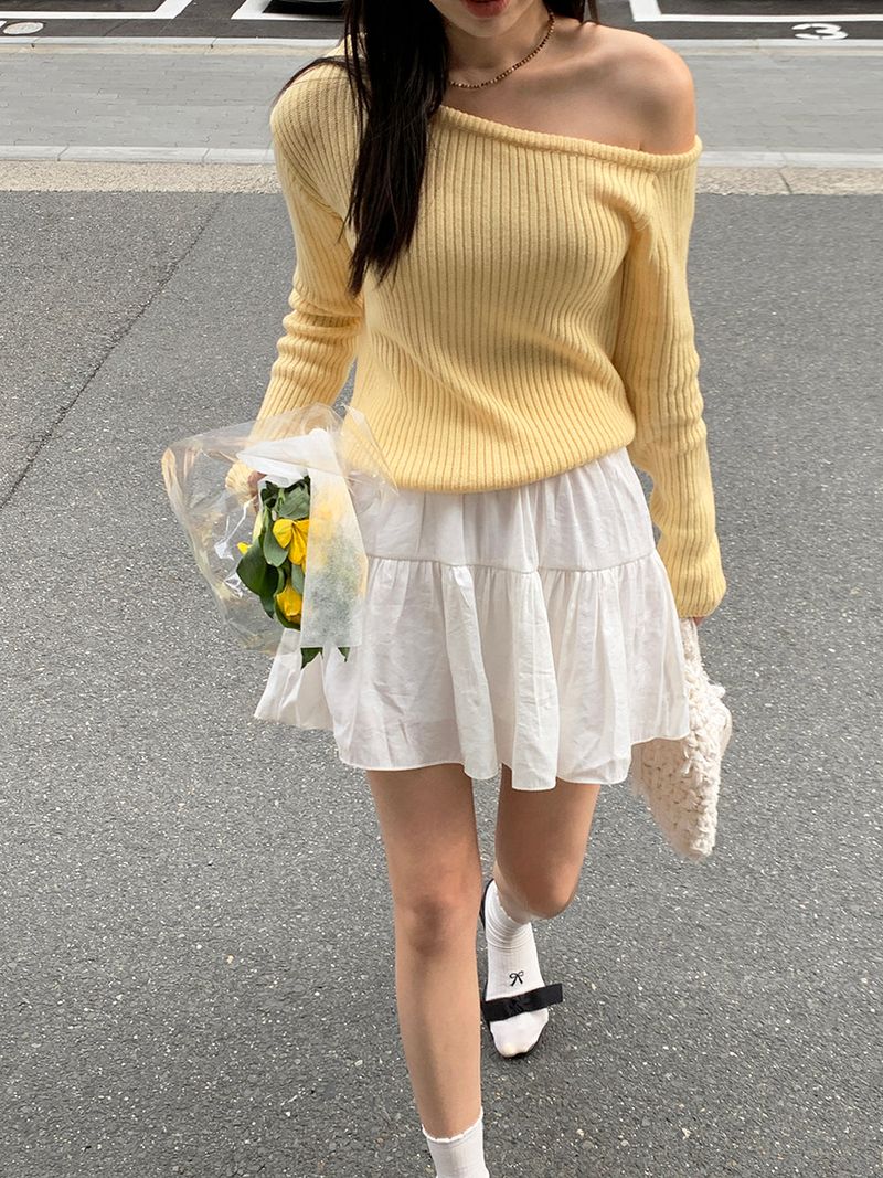 [MADE] STEN GOLZI UNBALANCED OFF-SHOULDER KNIT