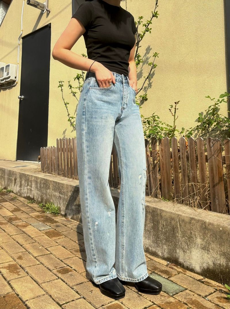 DEMAGE SEMI WIDE FIT DENIM PANTS code 18102