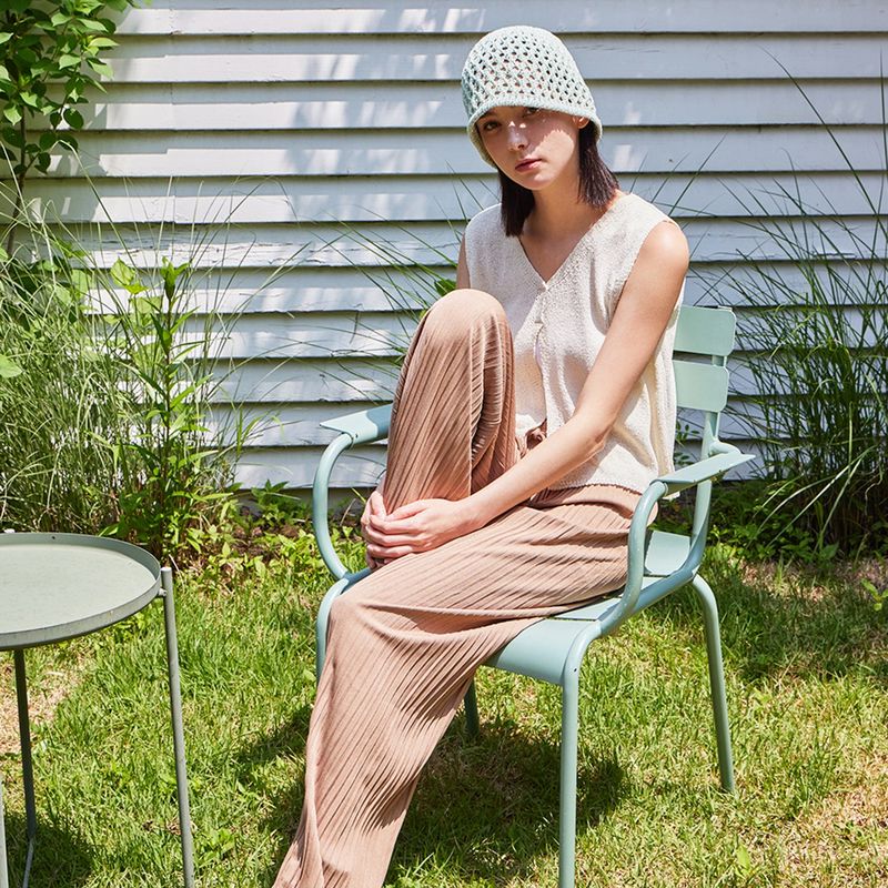 VZ Long Label Punching Knit Bucket Hat / Green
