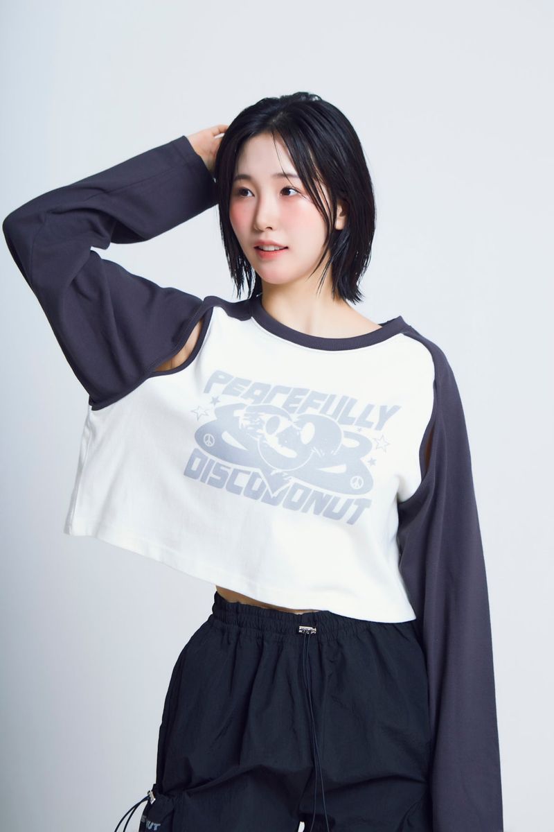 open armhole heart raglan ½T-shirts_charcoal/ivory