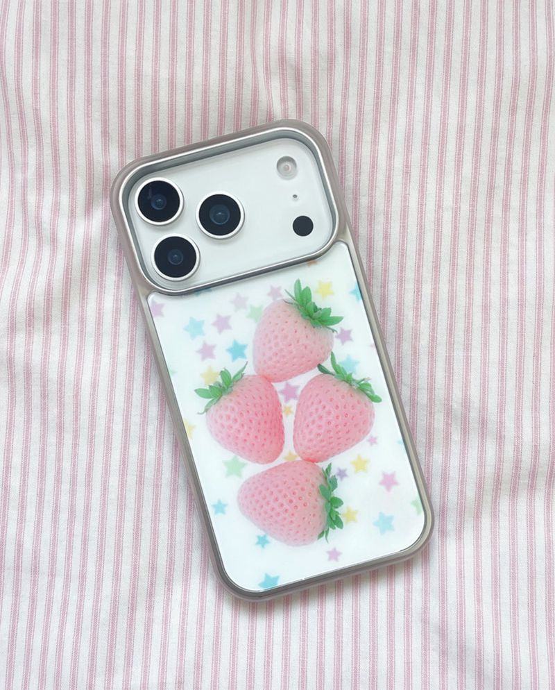 【MADE】Milky Strawberry Star Silver Bumper Case