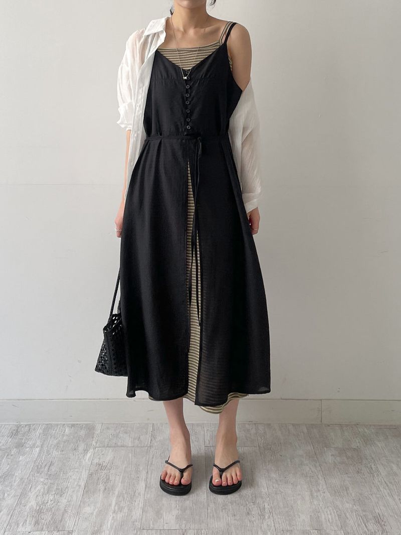 Stripe Long Sleeveless One Piece