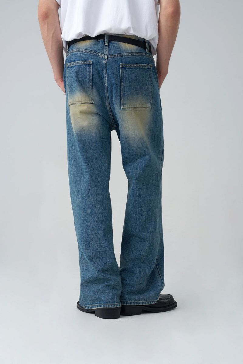 Retro-washed denim pants