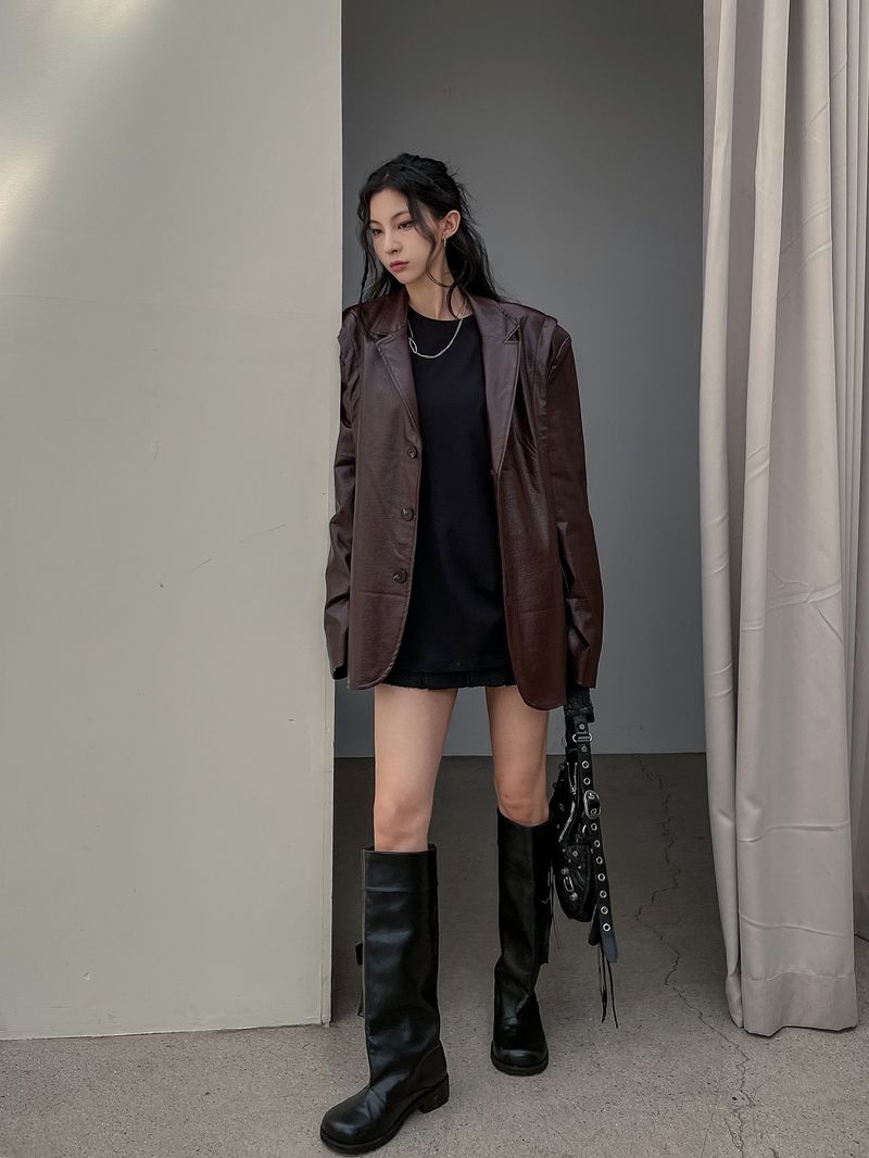 (UNISEX)ライニングレザーブレザー