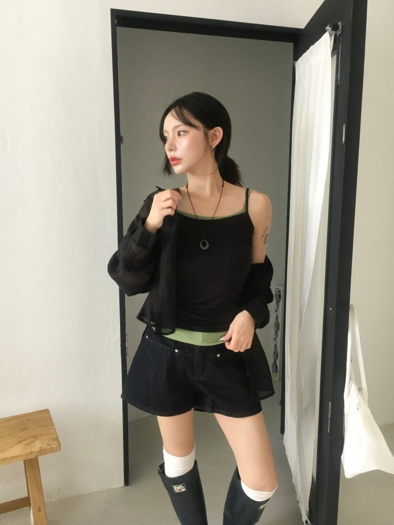 Rivet Pocket Denim Raw Paper A Shorts (2c)