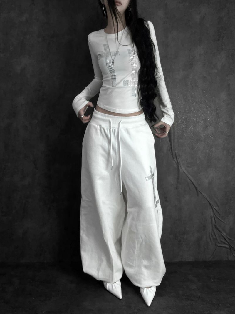 cross square stud pants (2color)