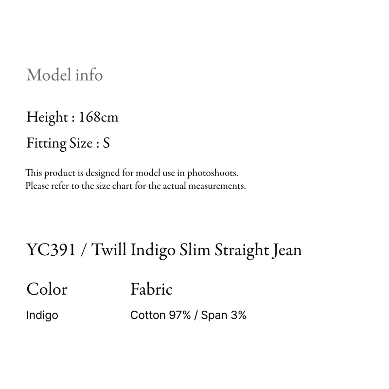 Twill Indigo Slim Straight Jean - YC391