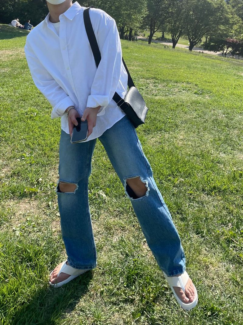 EASY DETROYED DENIM PANTS(2COLOR)