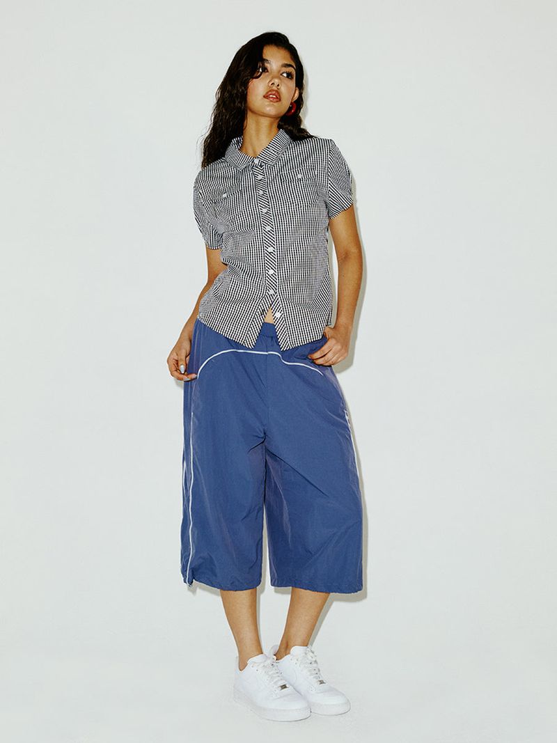 CHECK BLOUSE NAVY