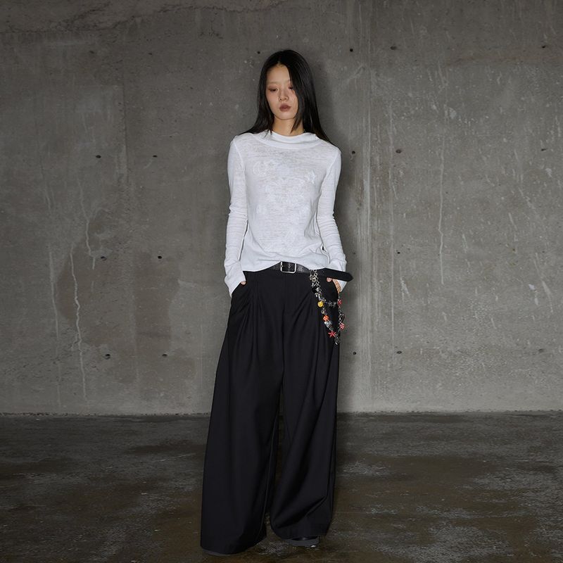  original three-dimensional pleated wide-leg suit trousers