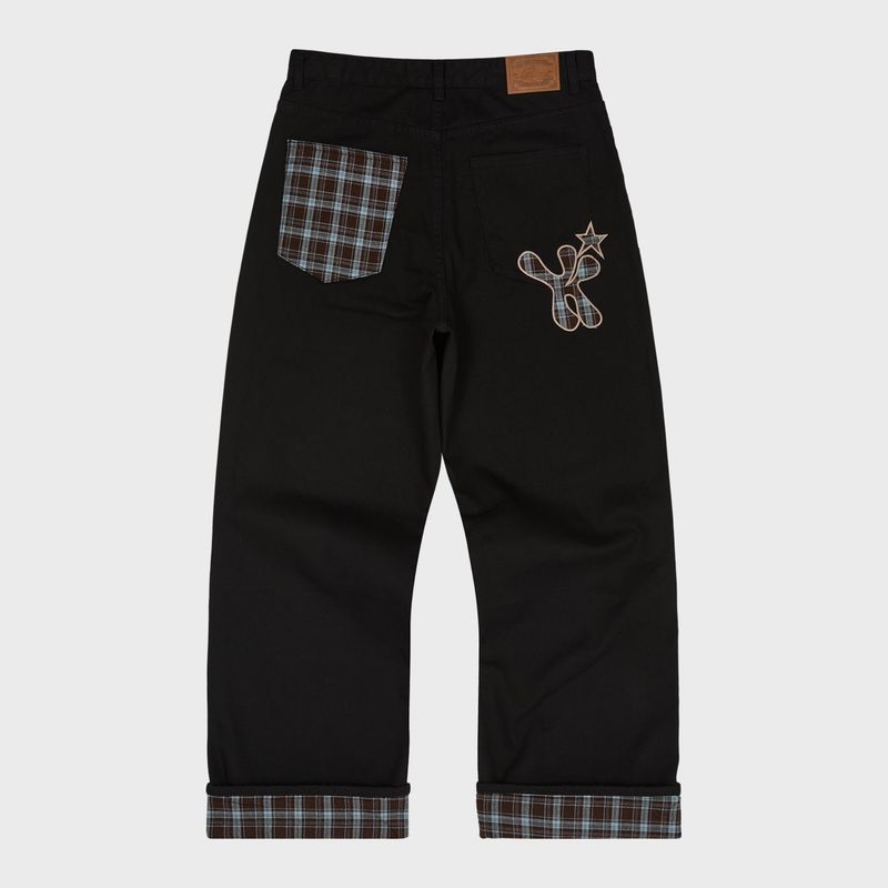 Check Applique Roll Up Pants