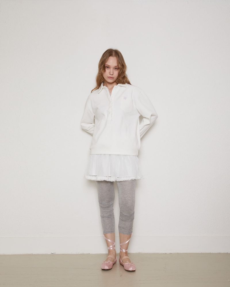 Frill 8 button pk shirt / white