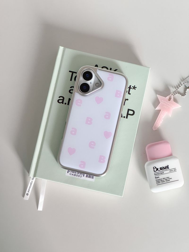 NEW LOGO White Pink Silver Epoxy Case
