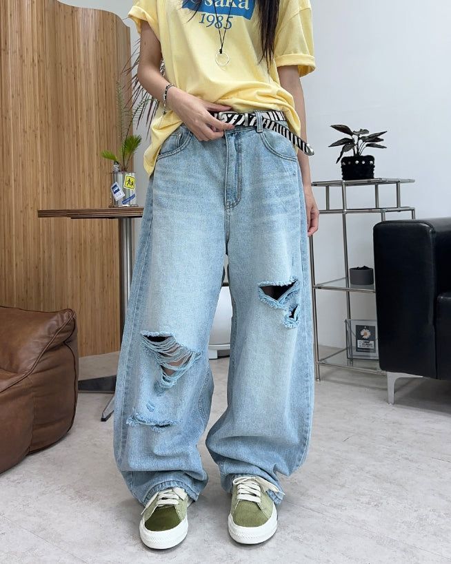 SATIIIZ（サティーズ）の「Decken Damaged Wide Denim Pants（Pants）」