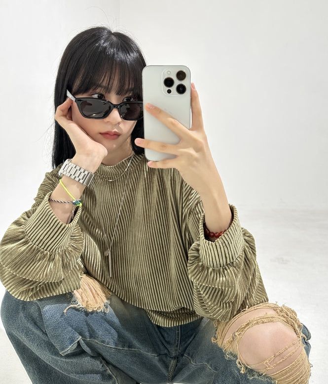 KIXI（キッシー）の「Glitter ribbed velvet top（Tops）」