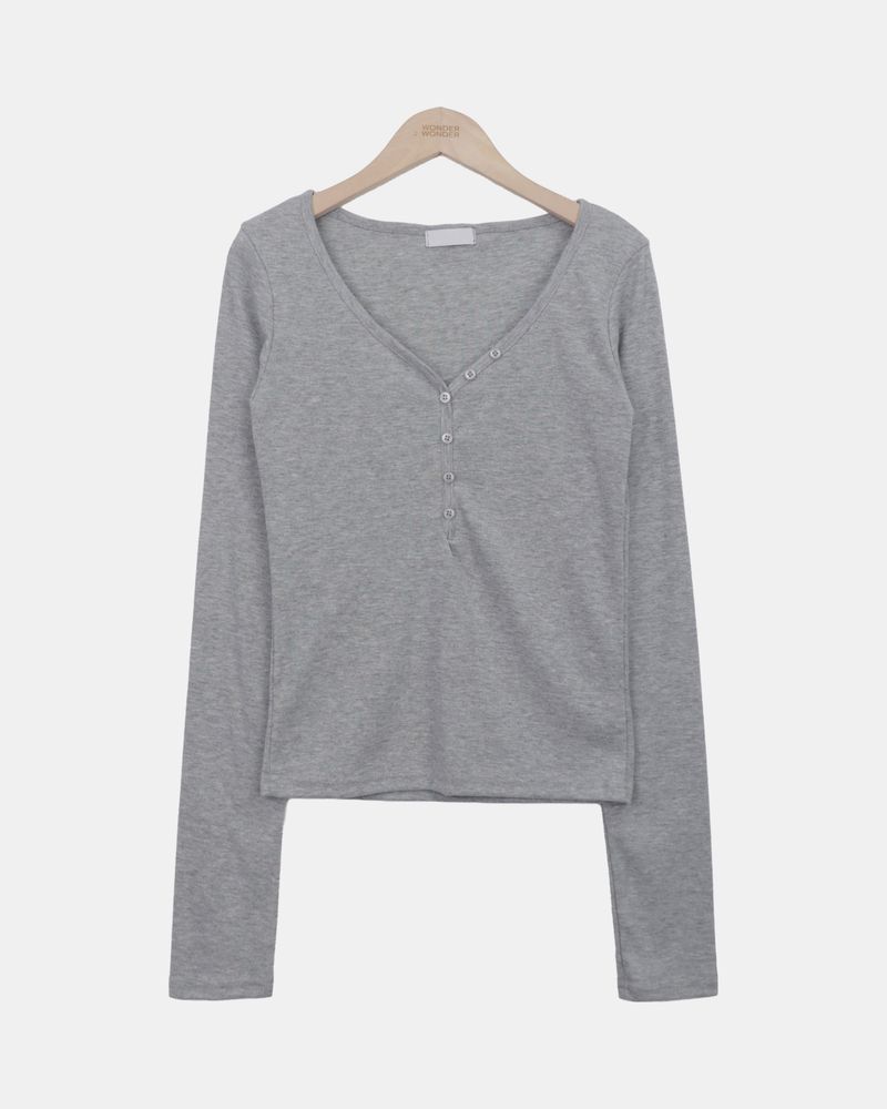 Mse V-Neck Button Long-Sleeve T-Shirt