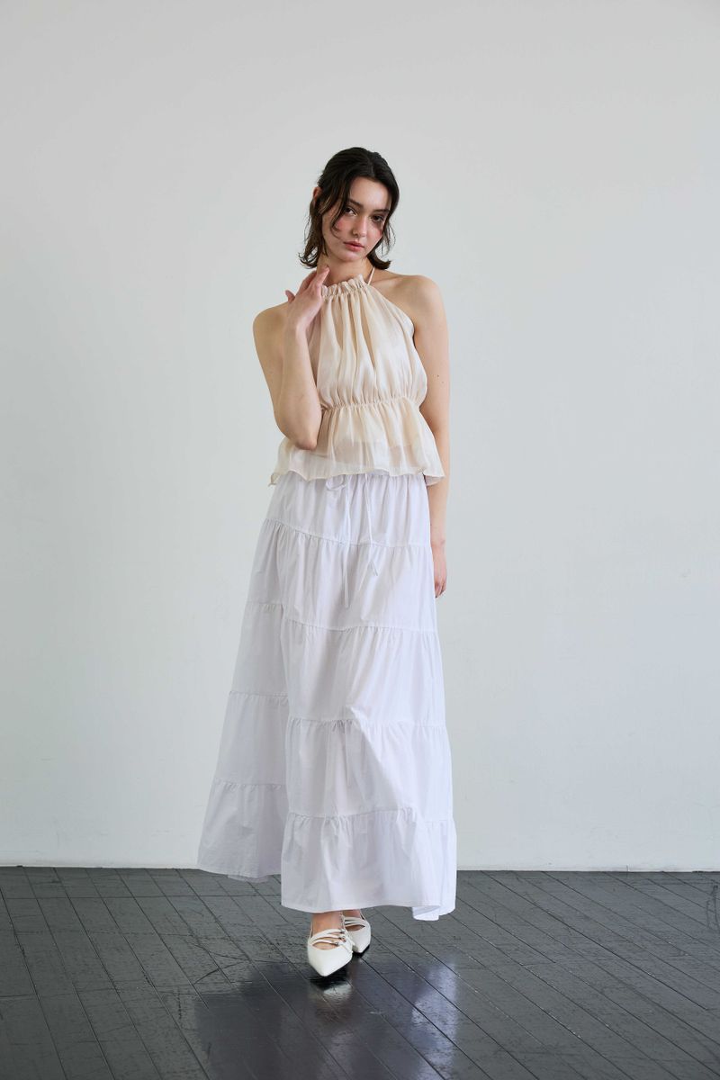 PEARL HALTERNECK TOP / IVORY
