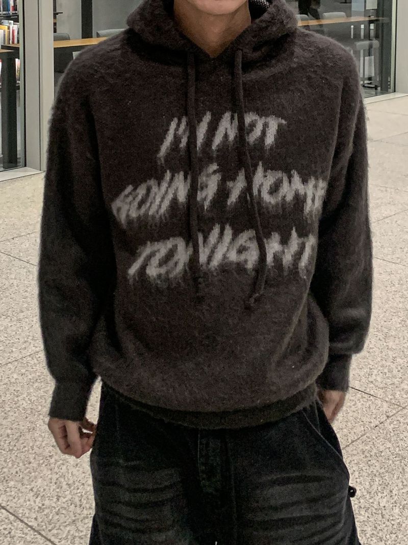 Look lettering brush hood knit