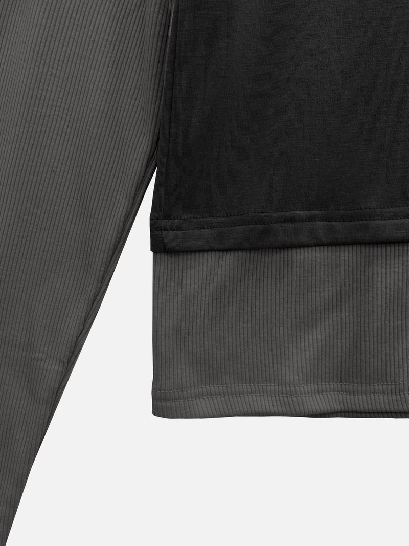 Soft Color Block Layered T-Shirt (3c)