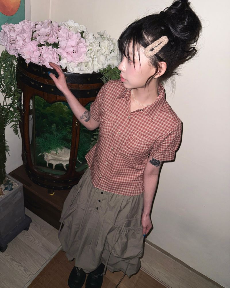 (3color) Frill Around Pocket Balloon Skirt
