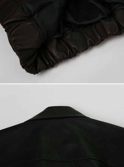 Classic Autumn Crop Leather Jacket (2color)