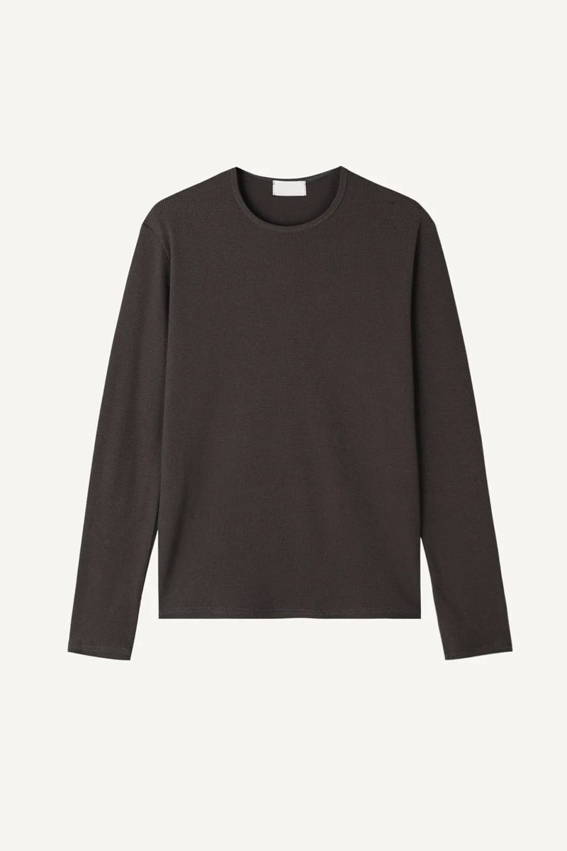 Slim Crop Waffle Long Sleeve