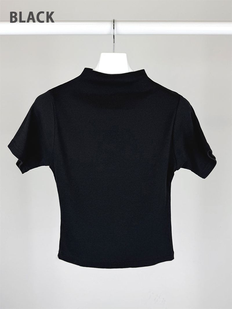 RIBBED HALF NECK TEE (4C)