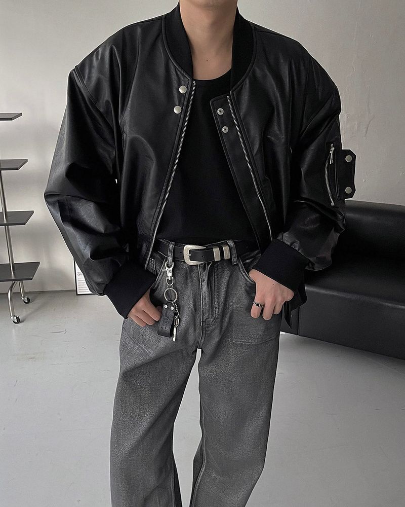 COZINESS（コジネス）の「MG Muscle Shoulder Pad Crop Leather Jacket (3 colors)（Jackets/Outerwear）」
