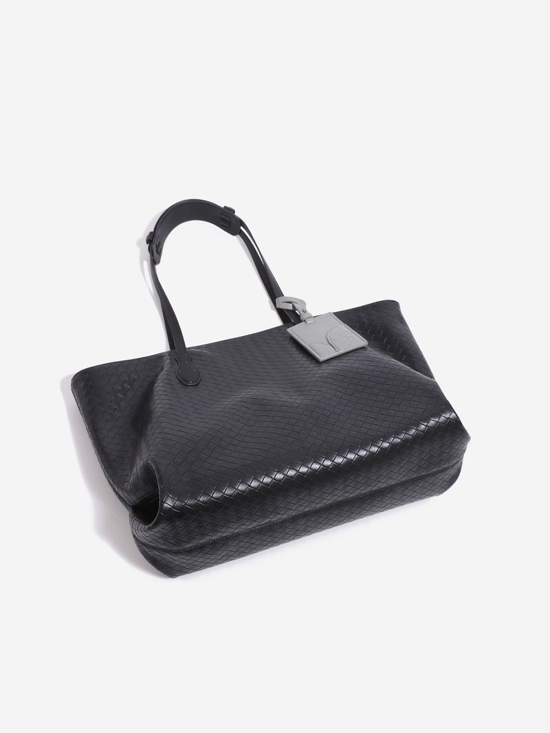 Woven Texture Large Square Tote Bag with Pouch