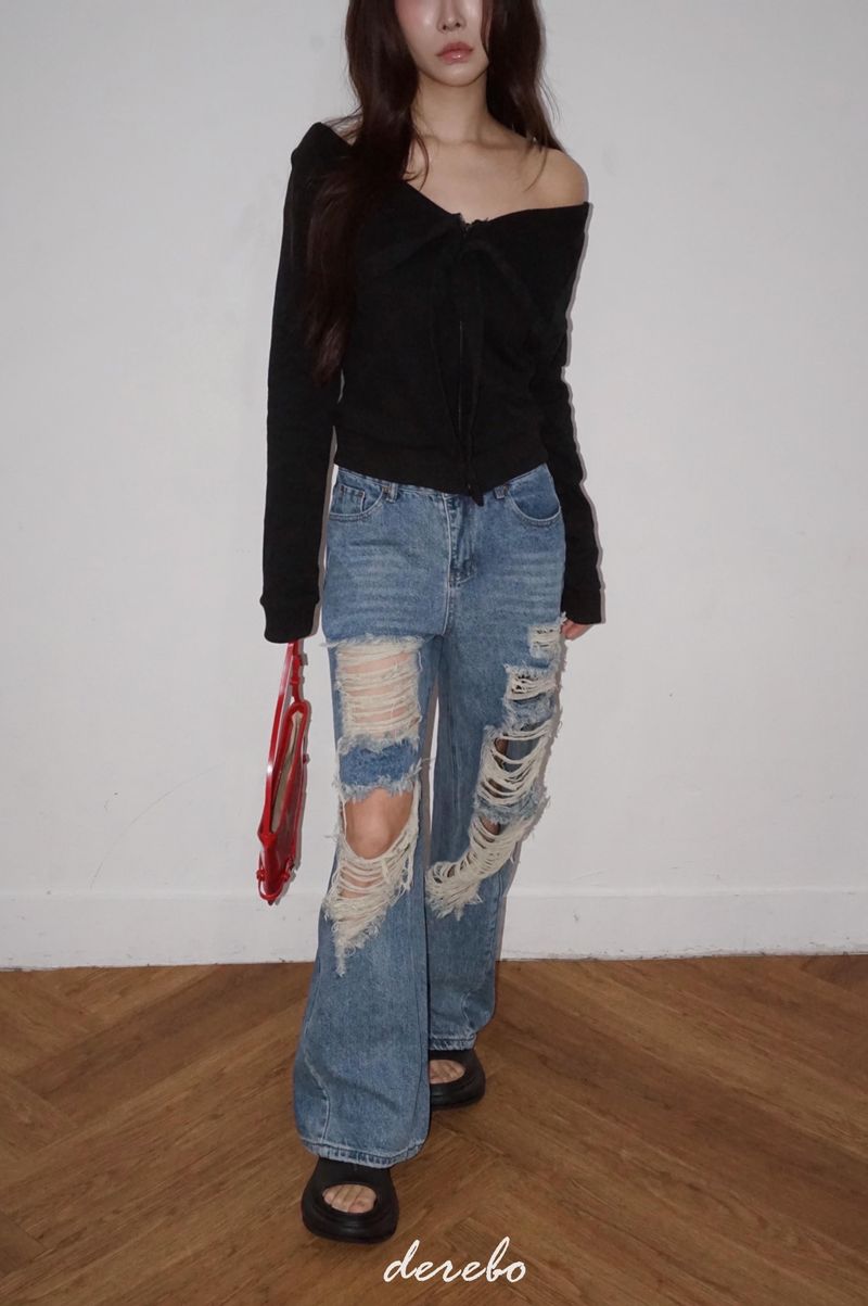 Vintage open wide denim pants