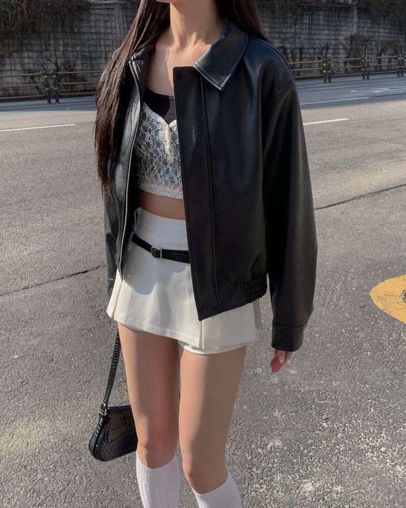 Slub leather jumper