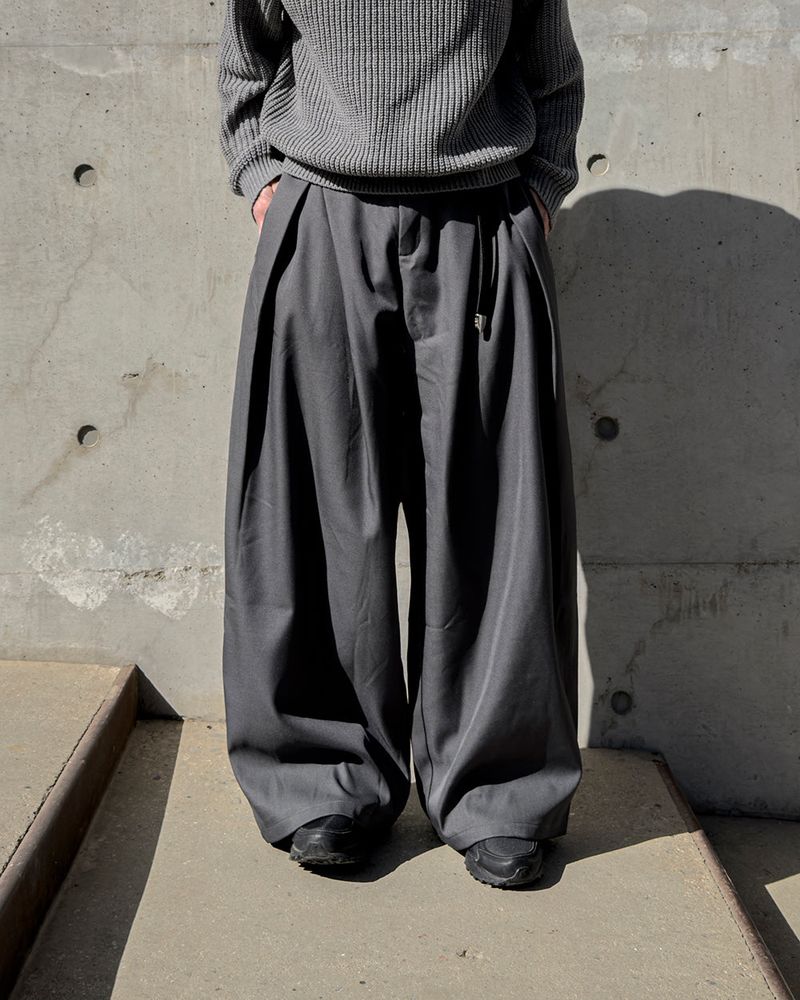 Ian Double-Pleat Wide Slacks