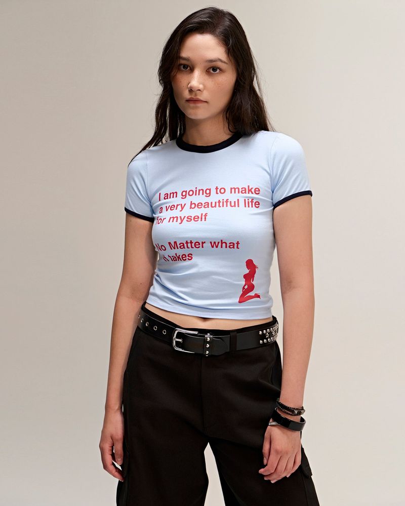 Beautiful Life Ringer Tee Blue