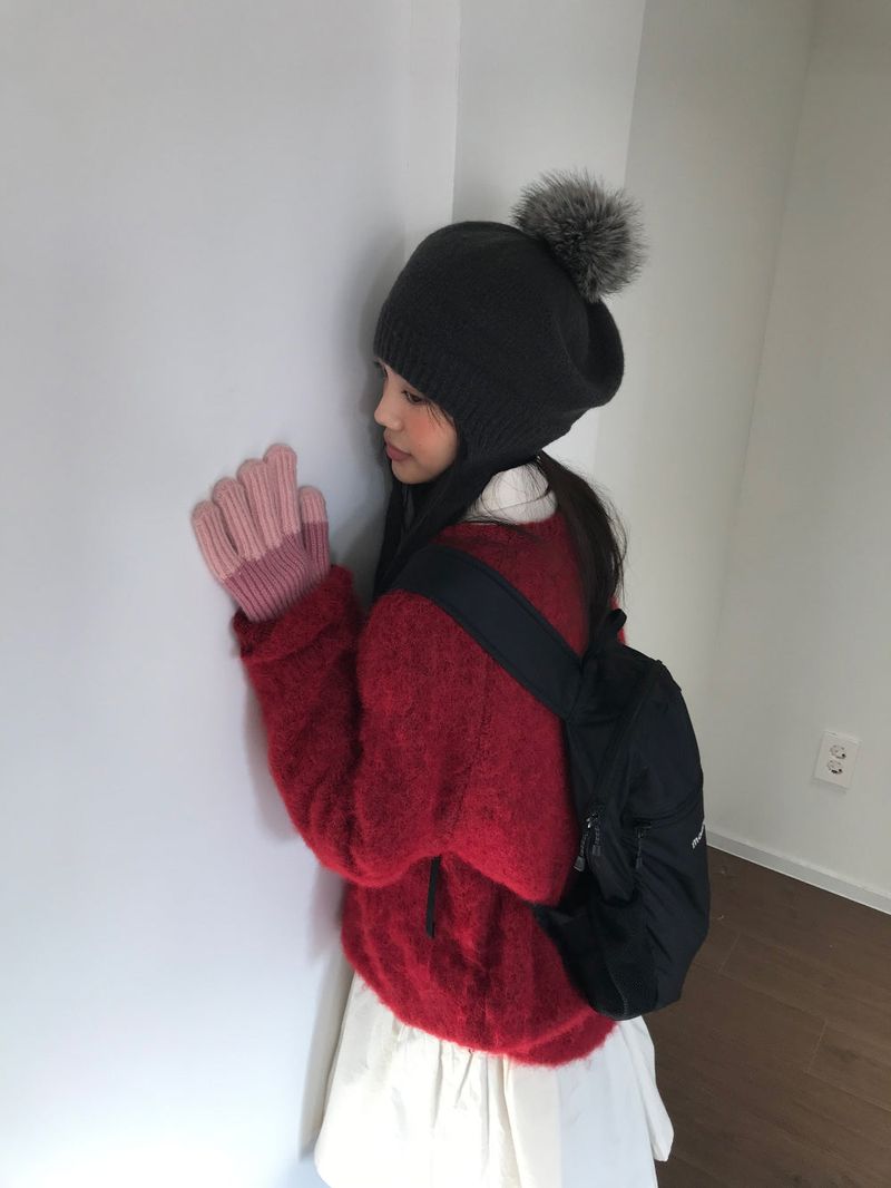 Pom-pom knit beret (3color)