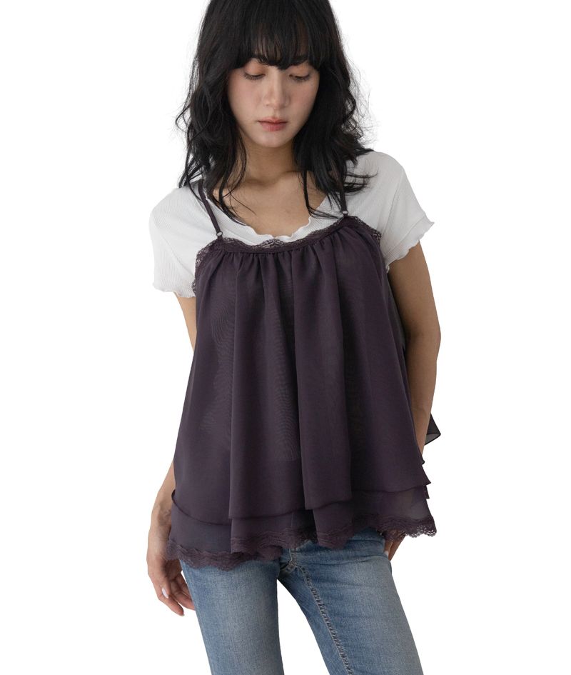 Pony Adjustable Strap Chiffon Top