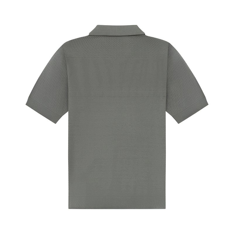 DVRK PRIVÉ BUTTONLESS POINTELLE KNITTED POLO - GREY