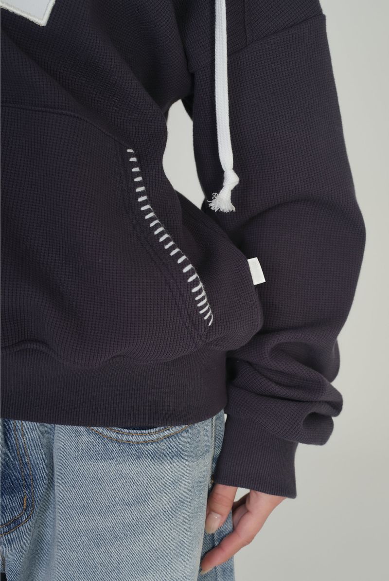 87 Waffle hooded zip-up, Navy