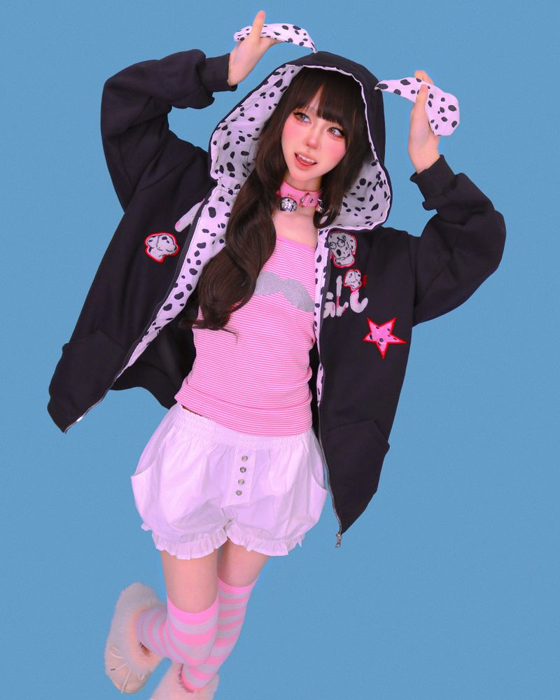 dalmatian hood zip-up