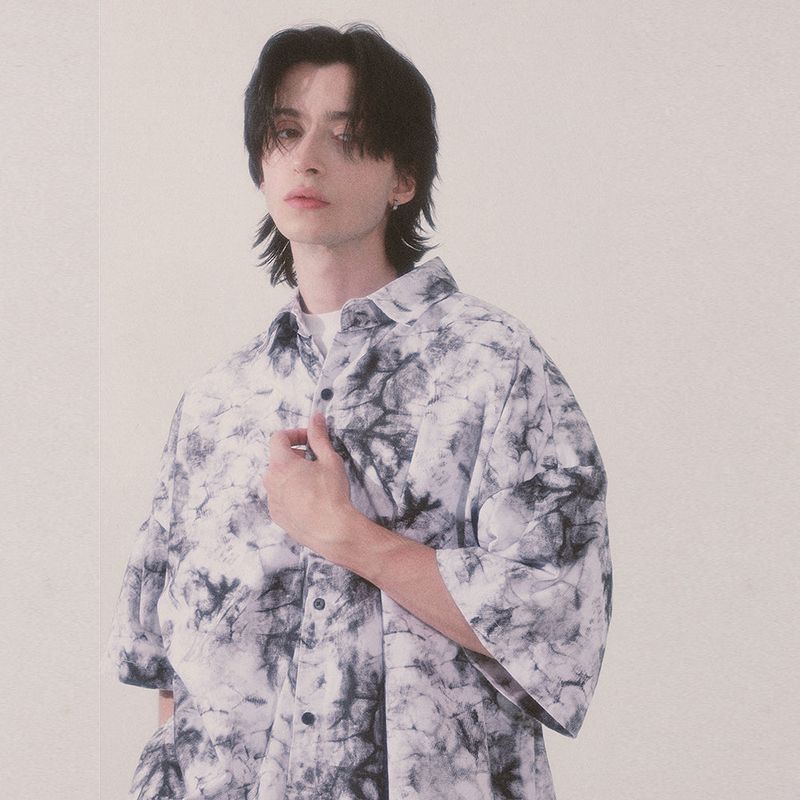 tie-dye half sleeve shirt_white